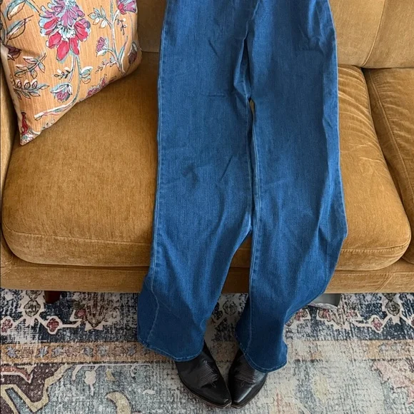 Denim Jumpsuit with Rhinestone Trim - Picture 3 of 9